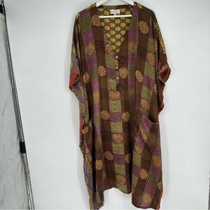 Kantha Bae Multi Color Midi Muu Dress Free Size